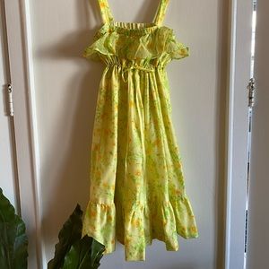 Vintage Flower Child Yellow Baby Doll Dress+Shawl